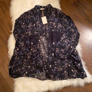 Easel sheer cardigan with crochet details